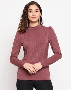 striped top with high-neck