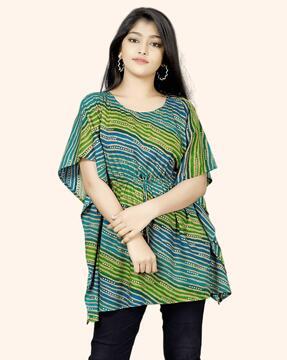 striped top with kaftan sleeves