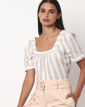 striped top with short sleeves