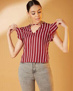 striped top with short sleeves