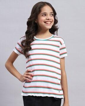 striped top with short sleeves