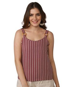 striped top with shoulder strap