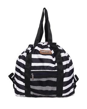 striped tote bag with backpack straps