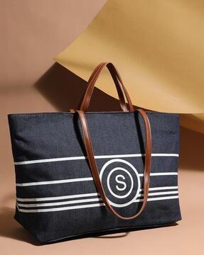 striped tote bag with sturdy handles