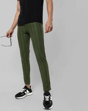 striped track pants with drawstring waist