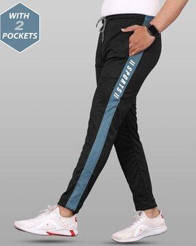 striped track pants with elasticated drawstring waist