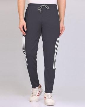 striped track pants with insert pockets