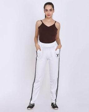 striped track pants with insert pockets