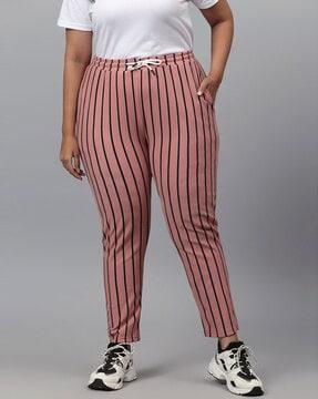 striped track pants with slip pockets