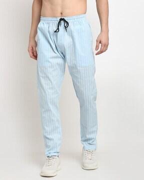 striped track pants with slip pockets