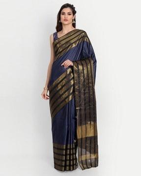 striped traditional saree with blouse piece