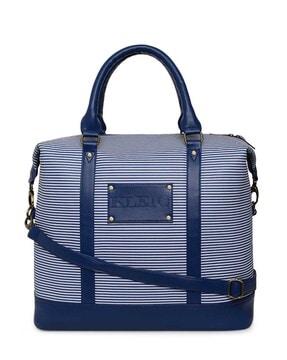 striped travel bag with handle