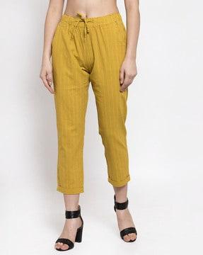 striped trousers with drawstring waistband