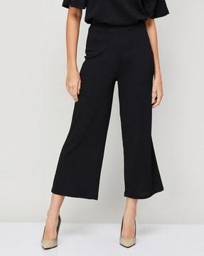 striped trousers with elasticated waist