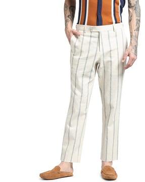 striped trousers with insert pockets