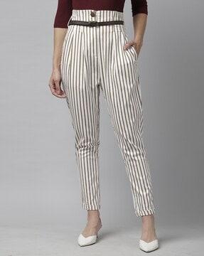 striped trousers with insert pockets