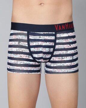 striped trunks with logo waistband