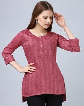 striped tunic with 3/4th sleeves