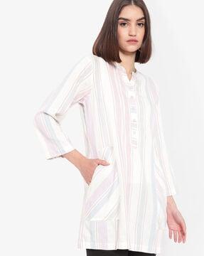 striped tunic with insert pockets