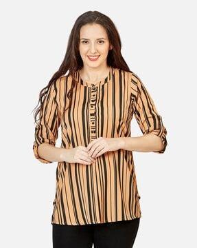 striped tunic with roll-up sleeves