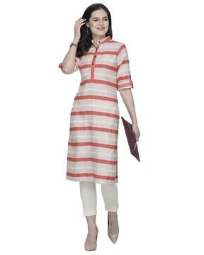 striped tunic with roll-up tabs