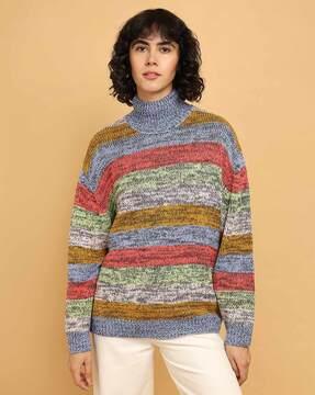 striped turtle-neck sweater