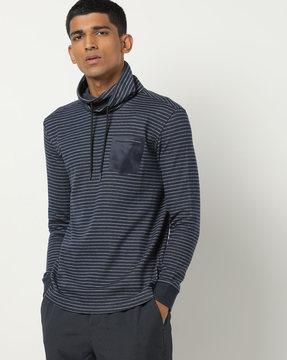 striped turtle-neck sweatshirt