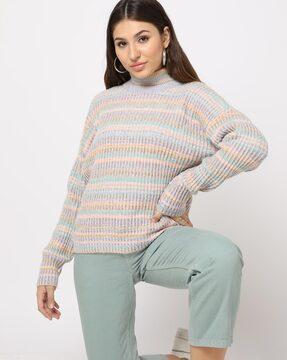 striped turtleneck pullover