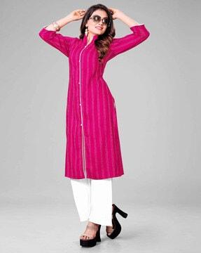 striped v-neck straight kurta with bottom