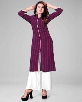 striped v-neck straight kurta with bottom