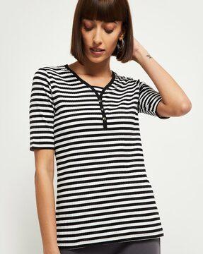 striped v-neck t-shirt