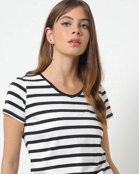 striped v-neck t-shirt