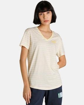 striped v-neck t-shirt