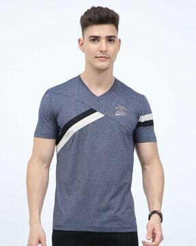 striped v-neck t-shirt