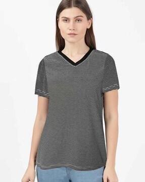 striped v-neck t-shirt