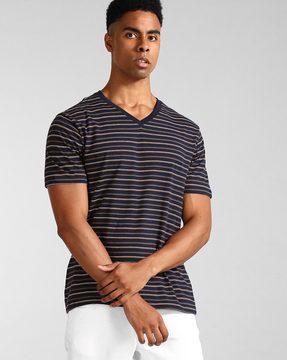 striped v-neck t-shirt