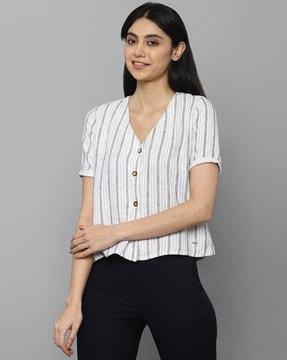 striped v-neck top