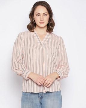 striped v-neck top