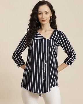 striped v-neck top