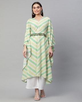 striped v-nreck kaftan kurta