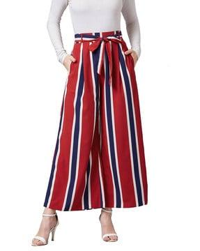 striped wide leg palazzos with insert pockets