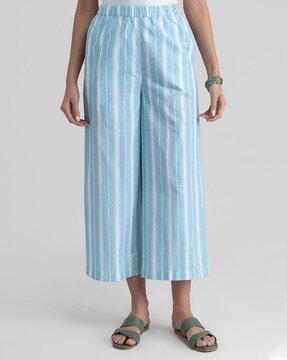 striped wide-leg pants