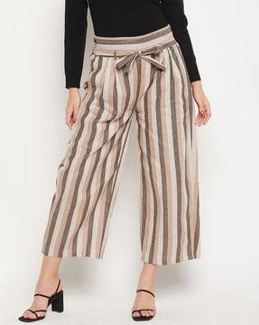 striped wide leg trousers