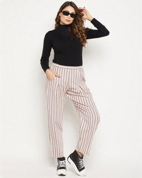 striped wide leg trousers