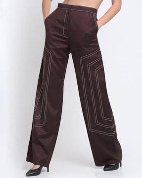 striped wide leg trousers