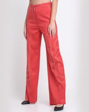 striped wide leg trousers