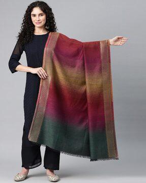 striped wool shawl with zari border