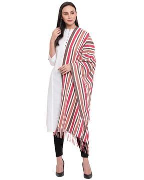 striped wool stole with tassels