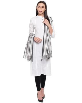 striped wool stole with tassels