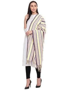 striped wool stole with tassels